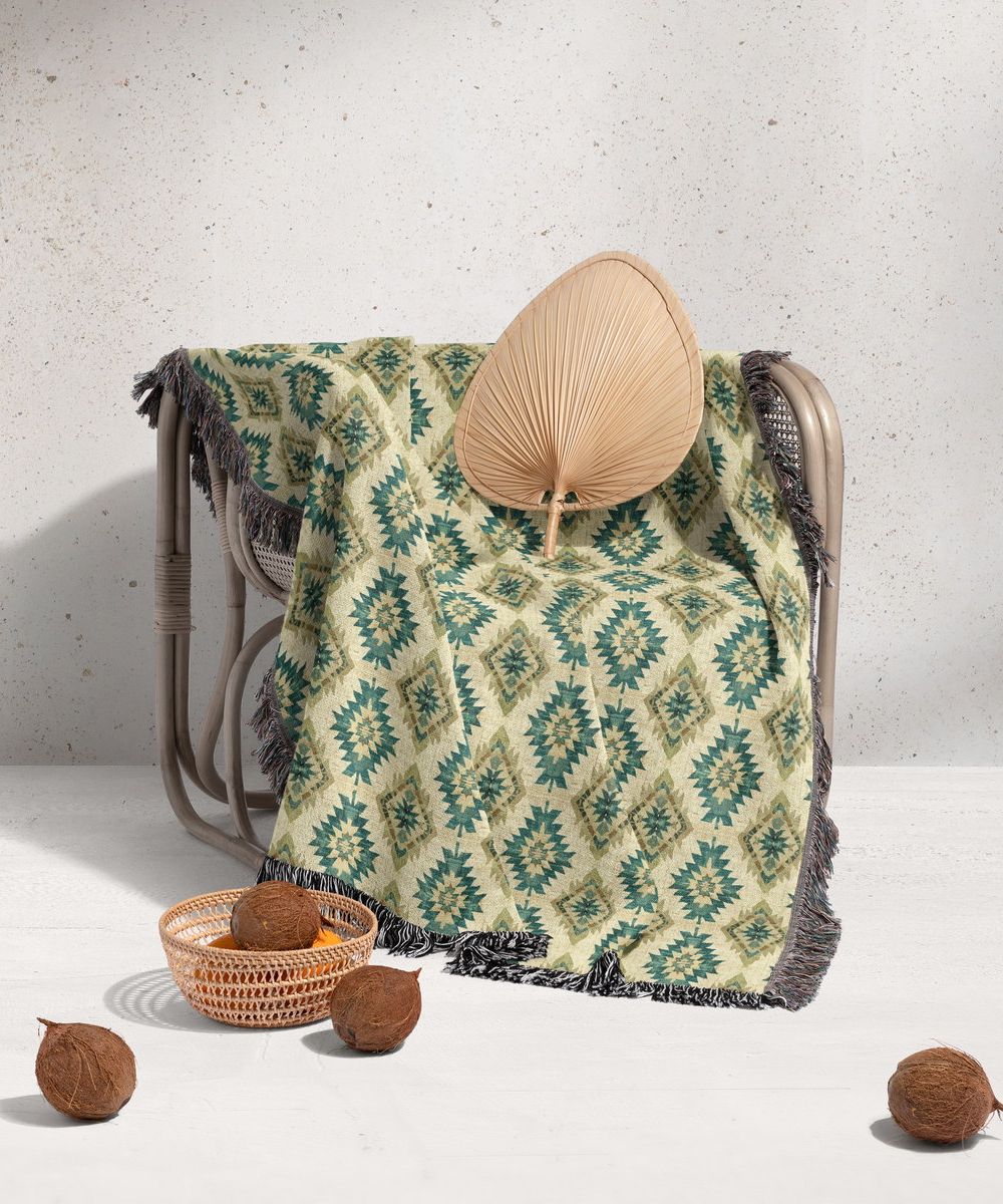 شال مبل ریش دار sofa shawl 44
