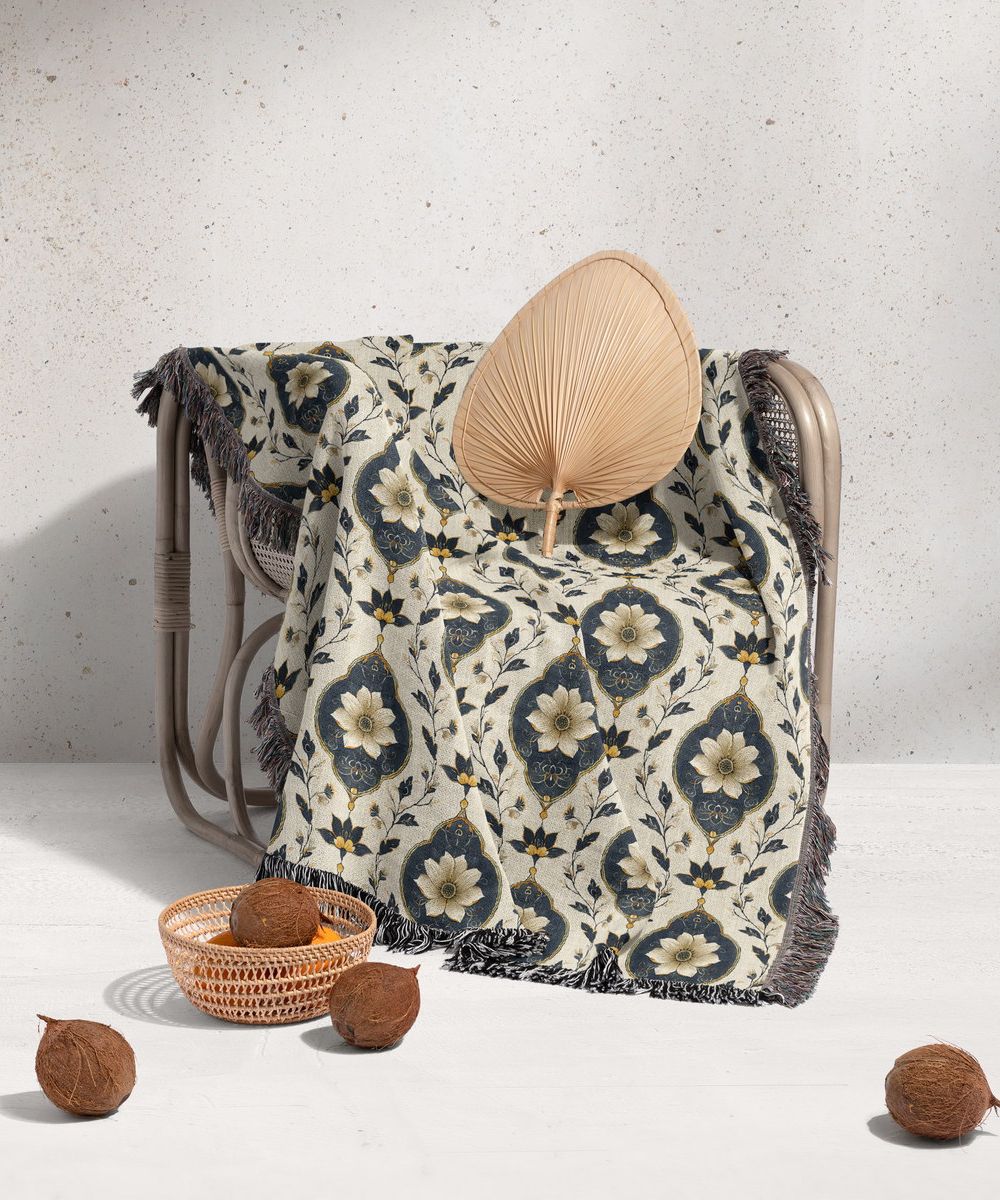 شال مبل ریش دار sofa shawl 52