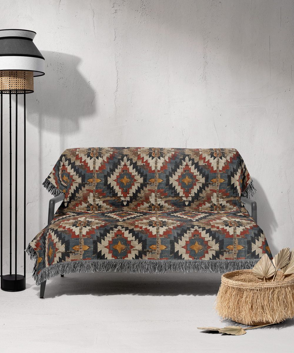 شال مبل ریش دار sofa shawl 59