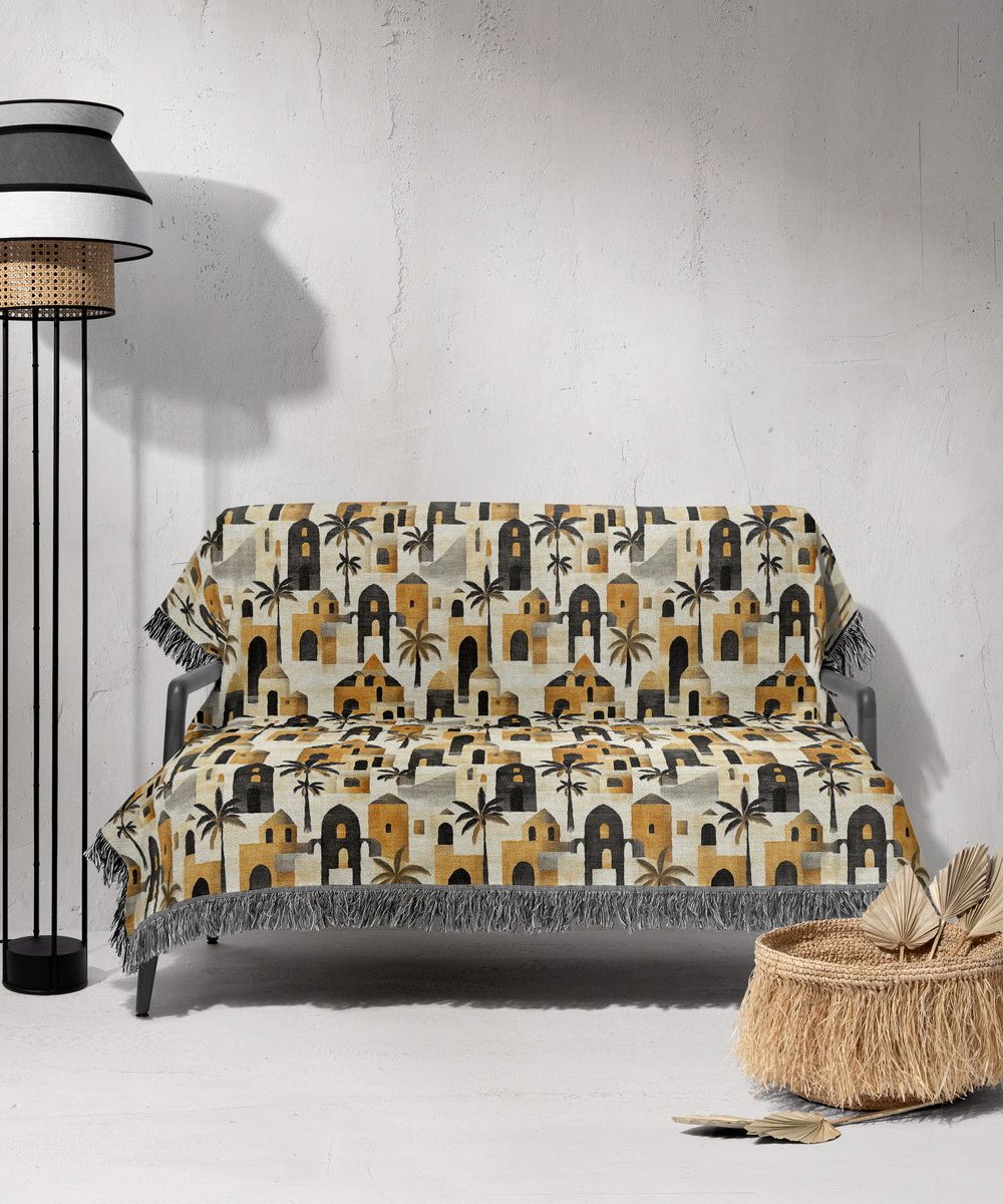 شال مبل ریش دار sofa shawl 61