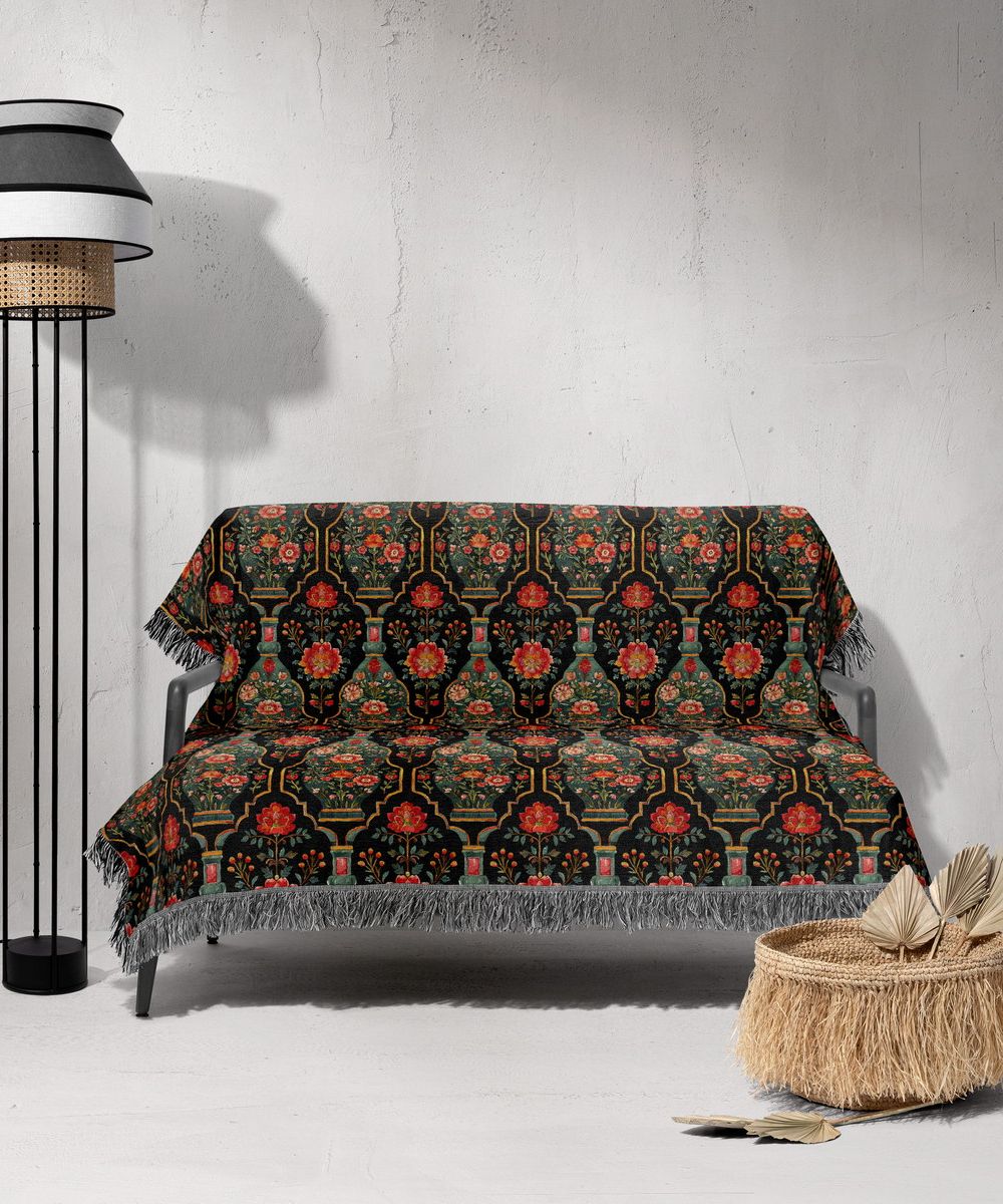 شال مبل ریش دار sofa shawl 62