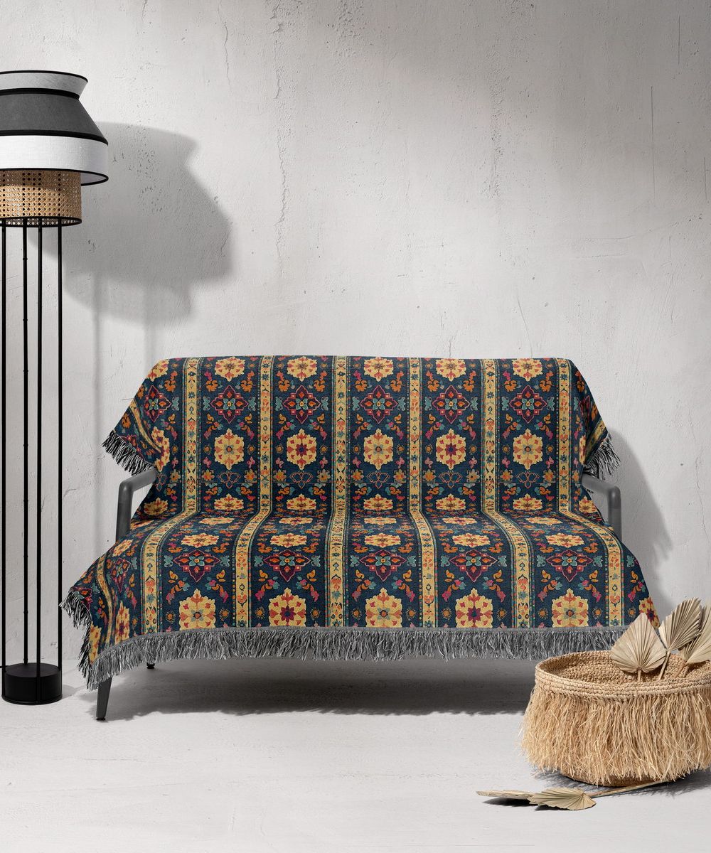 شال مبل ریش دار sofa shawl 63