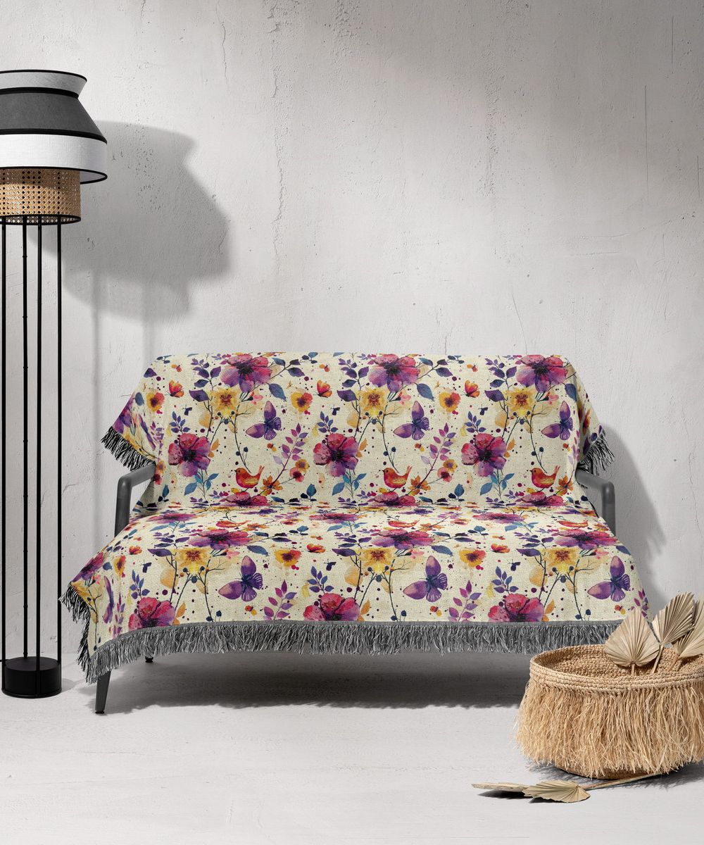 شال مبل ریش دار sofa shawl 65