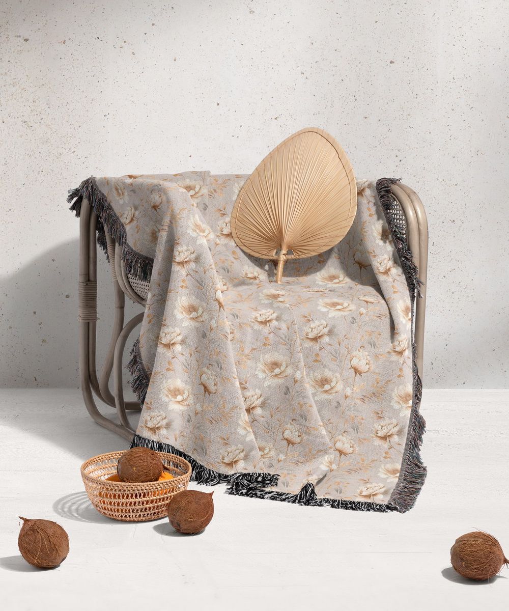 شال مبل ریش دار sofa shawl 70