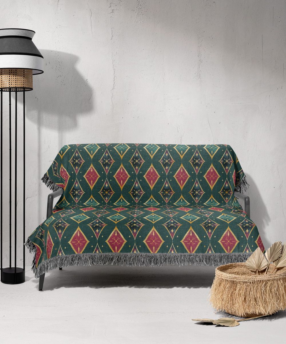 شال مبل ریش دار sofa shawl 74