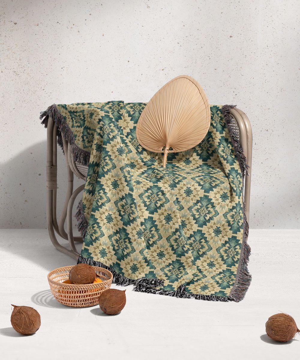 شال مبل ریش دار sofa shawl 84