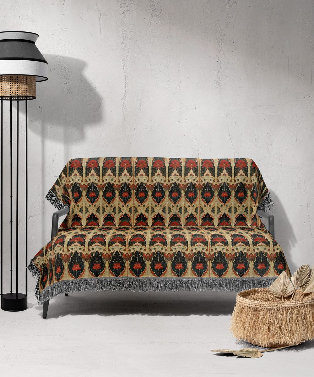 شال مبل ریش دار sofa shawl 86