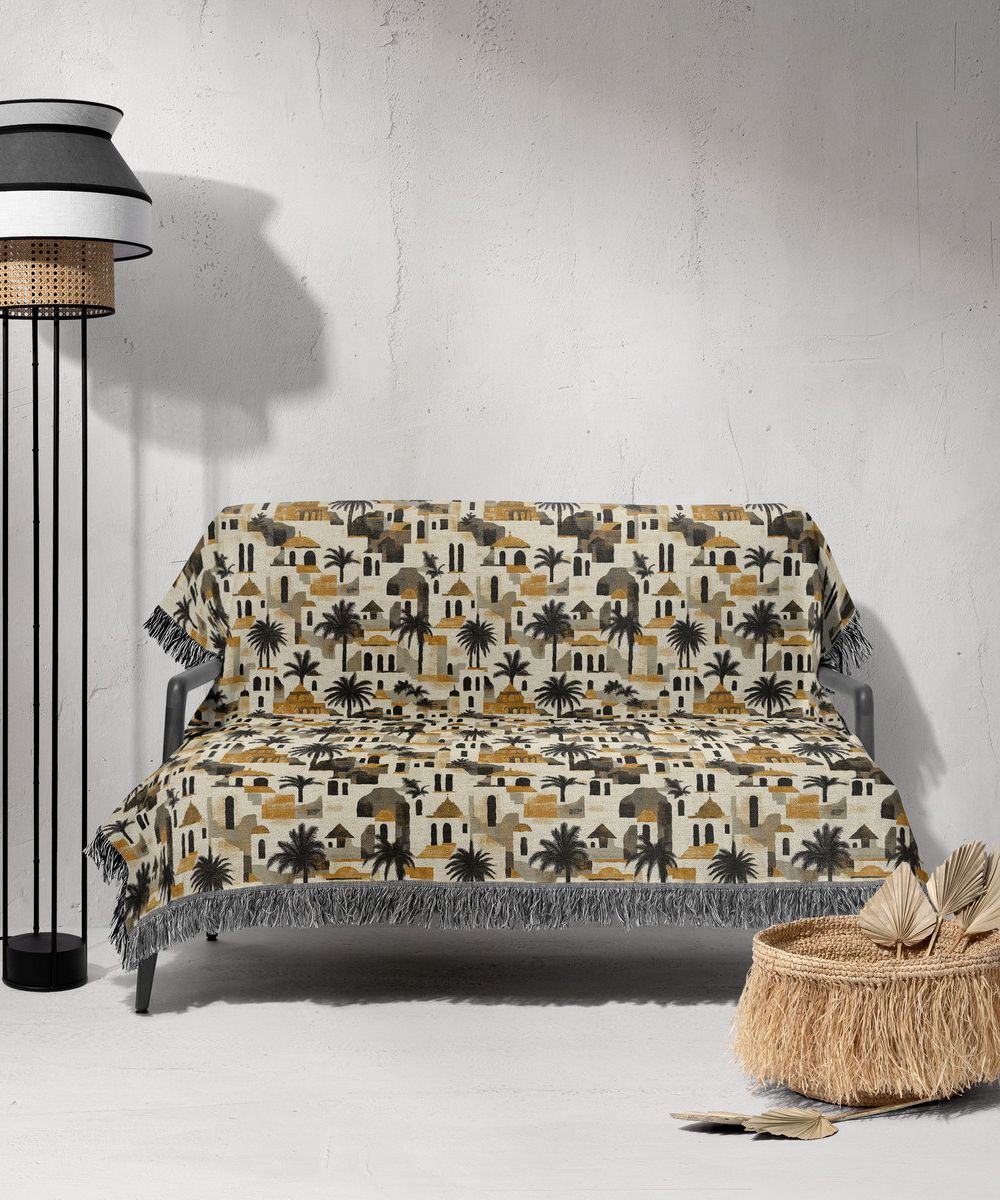 شال مبل ریش دار sofa shawl 101
