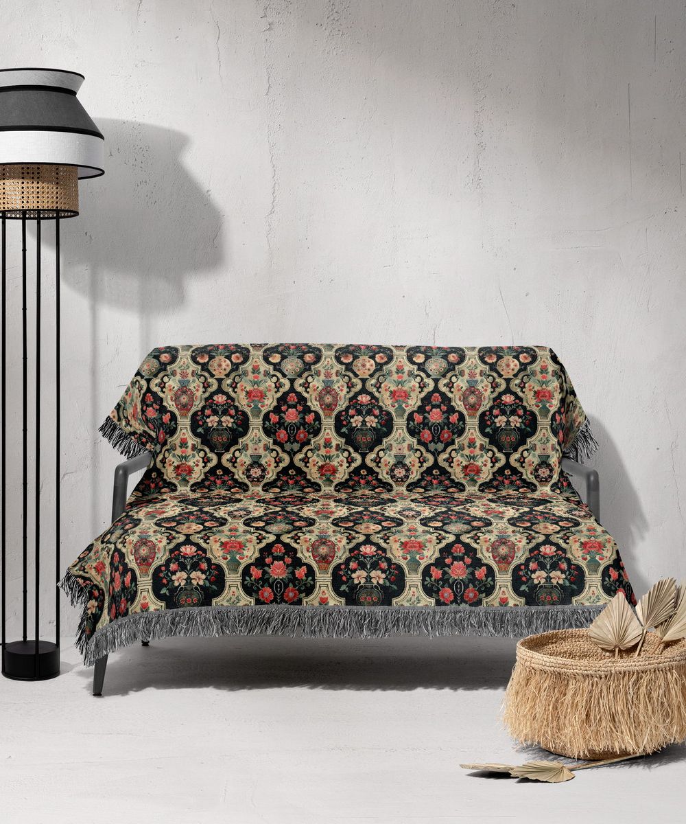 شال مبل ریش دار sofa shawl 102