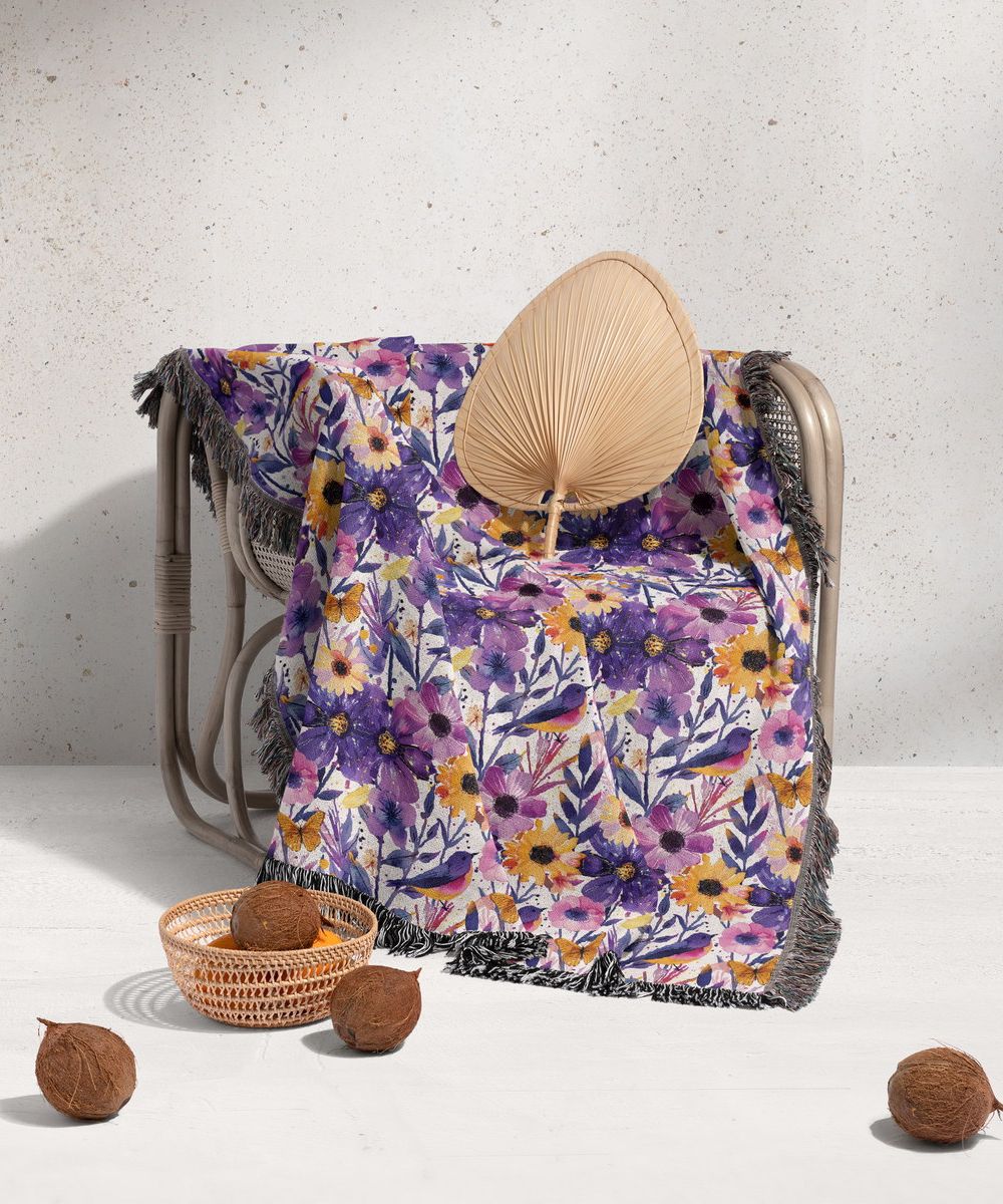 شال مبل ریش دار sofa shawl 105