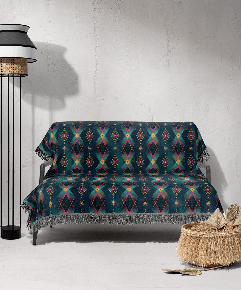 شال مبل ریش دار sofa shawl 114