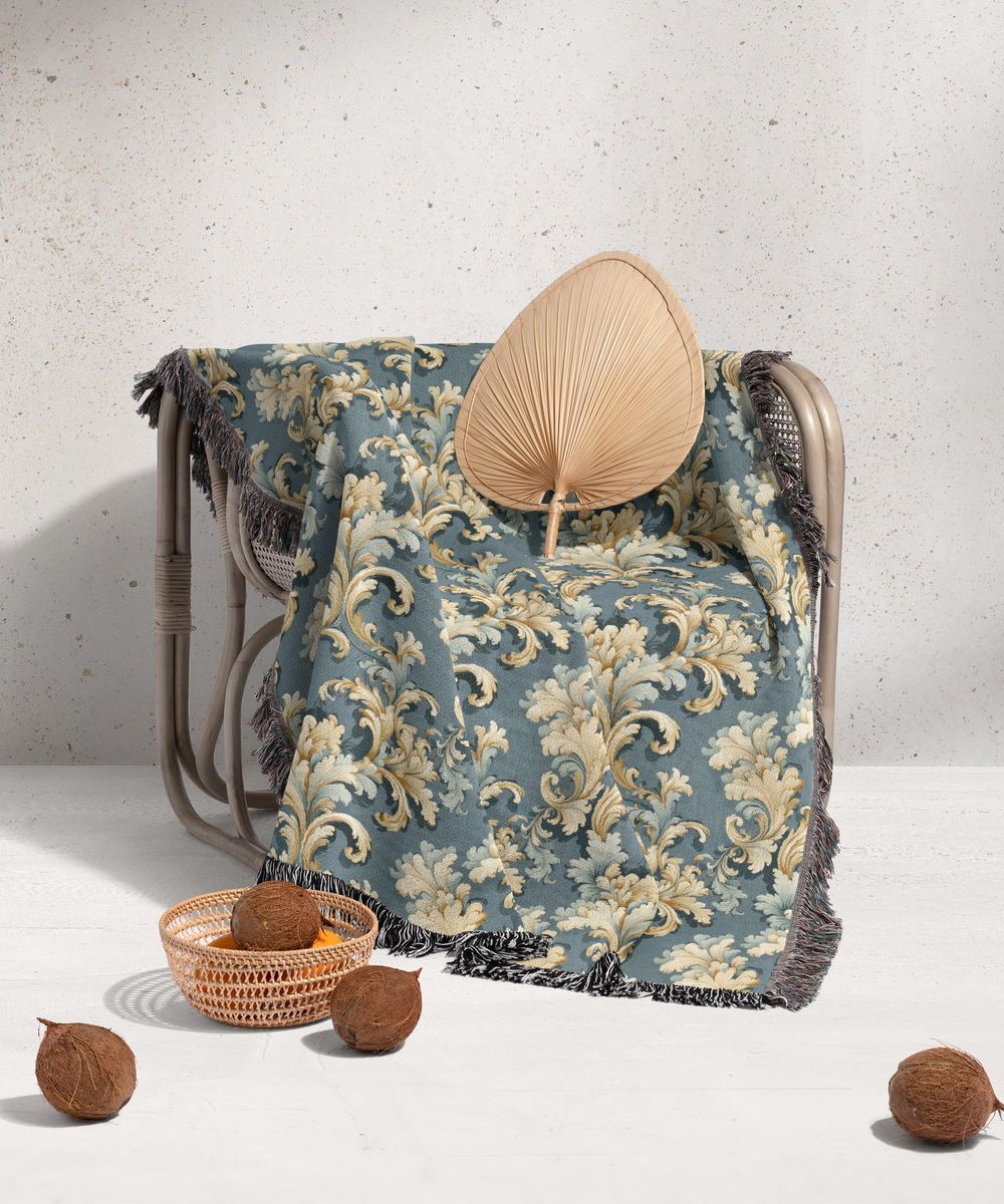 شال مبل ریش دار sofa shawl 120