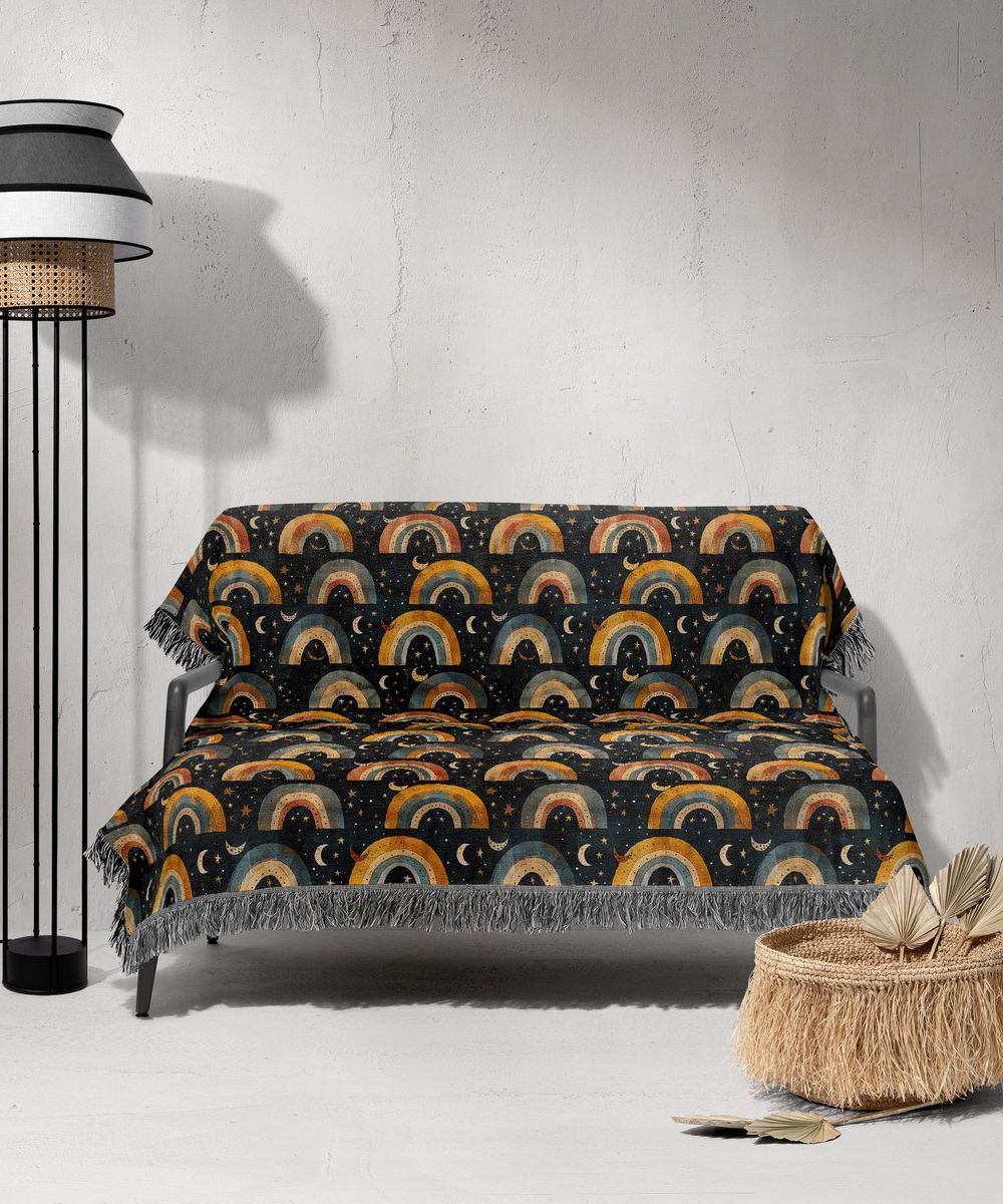 شال مبل ریش دار sofa shawl 124