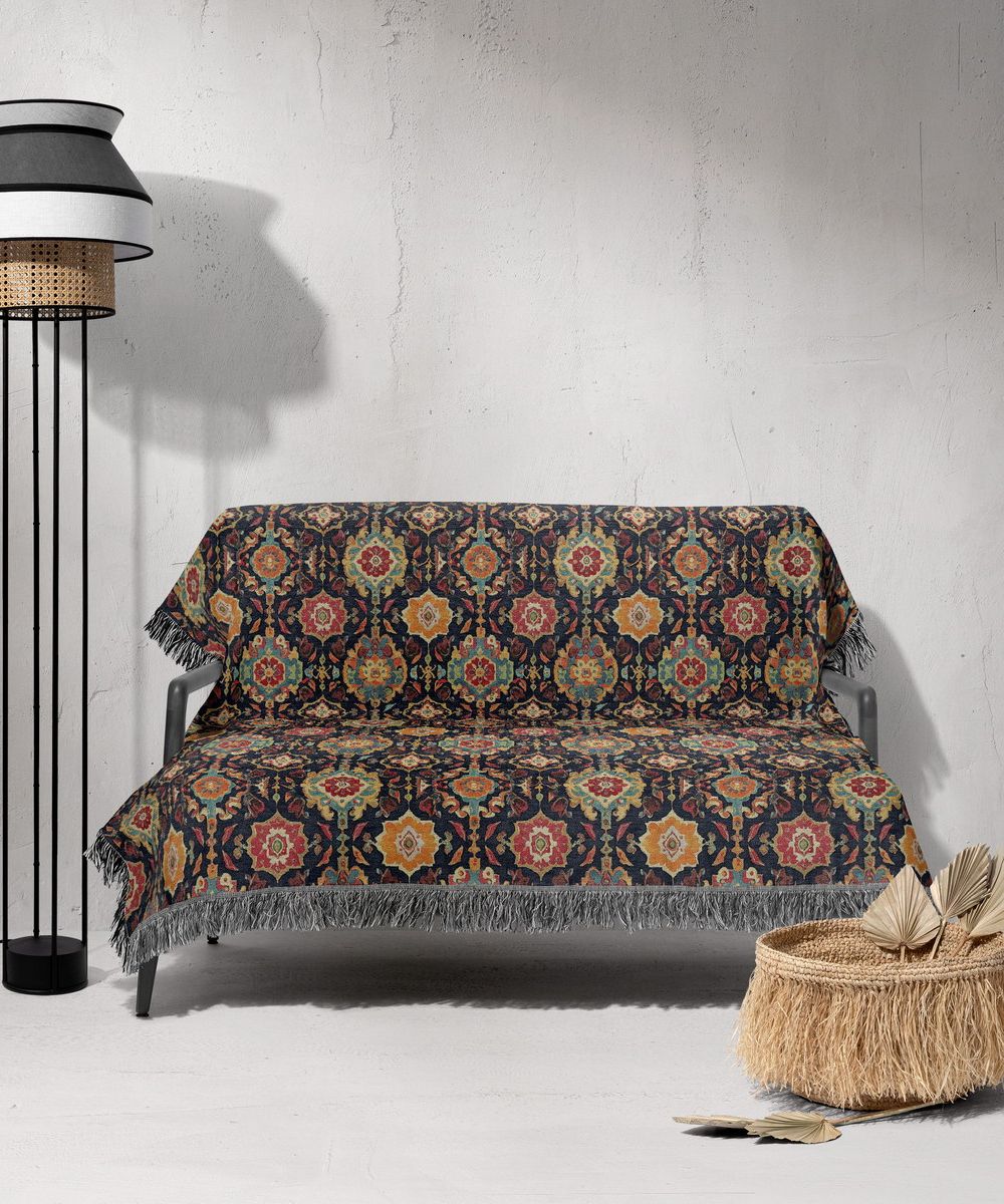 شال مبل ریش دار sofa shawl 140