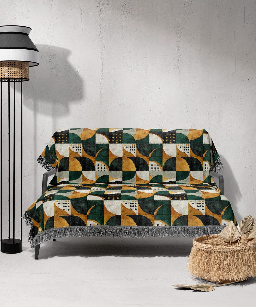 شال مبل ریش دار sofa shawl 163