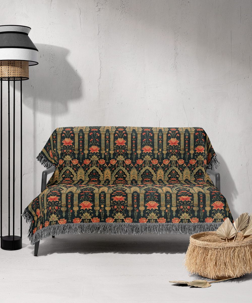 شال مبل ریش دار sofa shawl 167