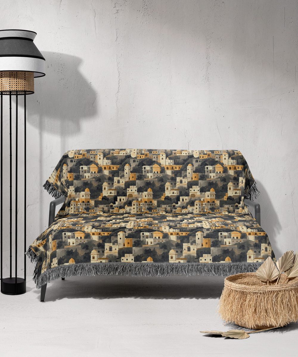شال مبل ریش دار sofa shawl 174
