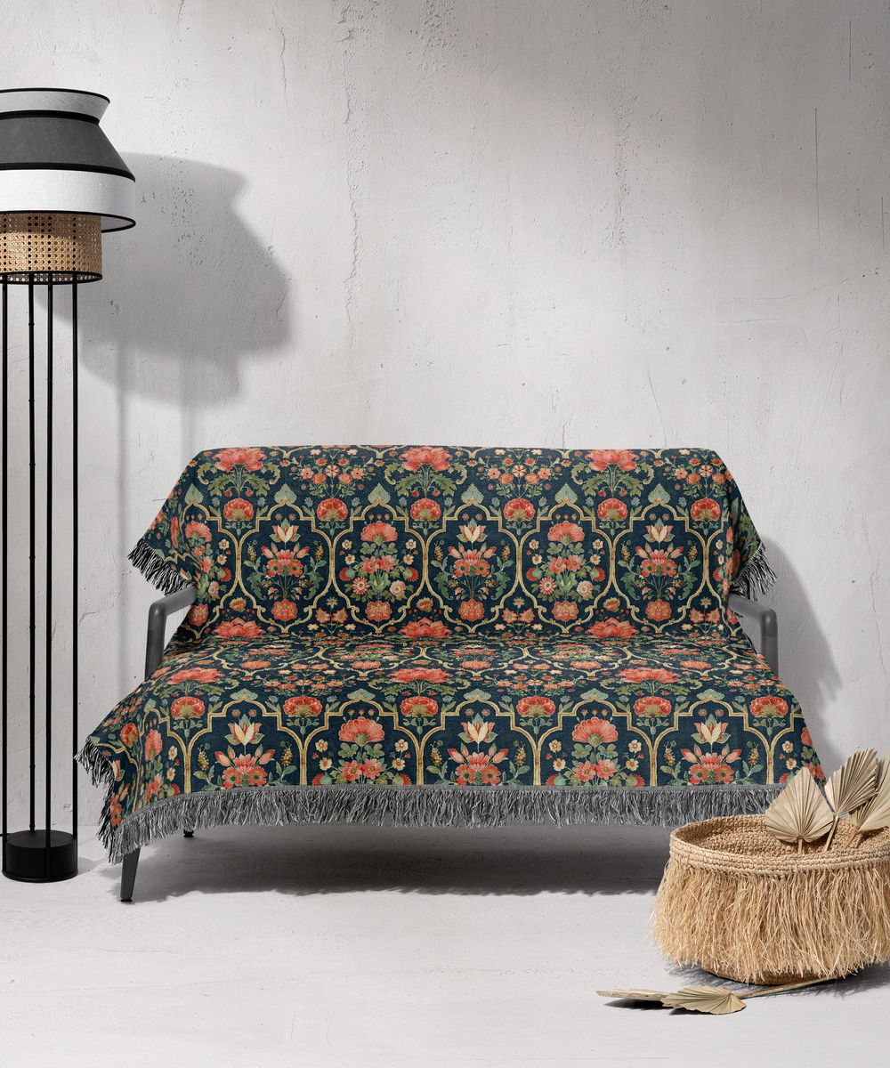 شال مبل ریش دار sofa shawl 175