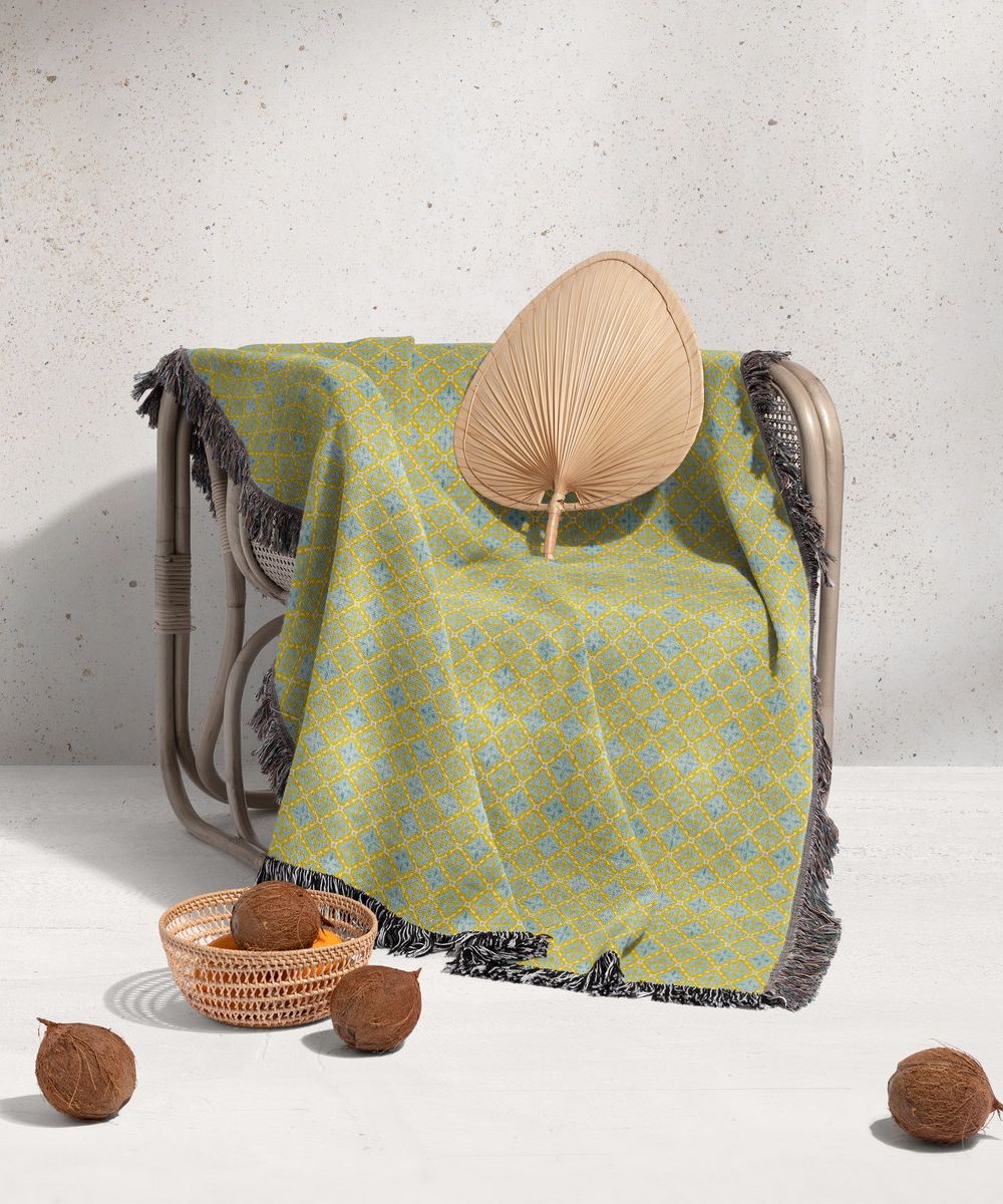 شال مبل ریش دار sofa shawl 184