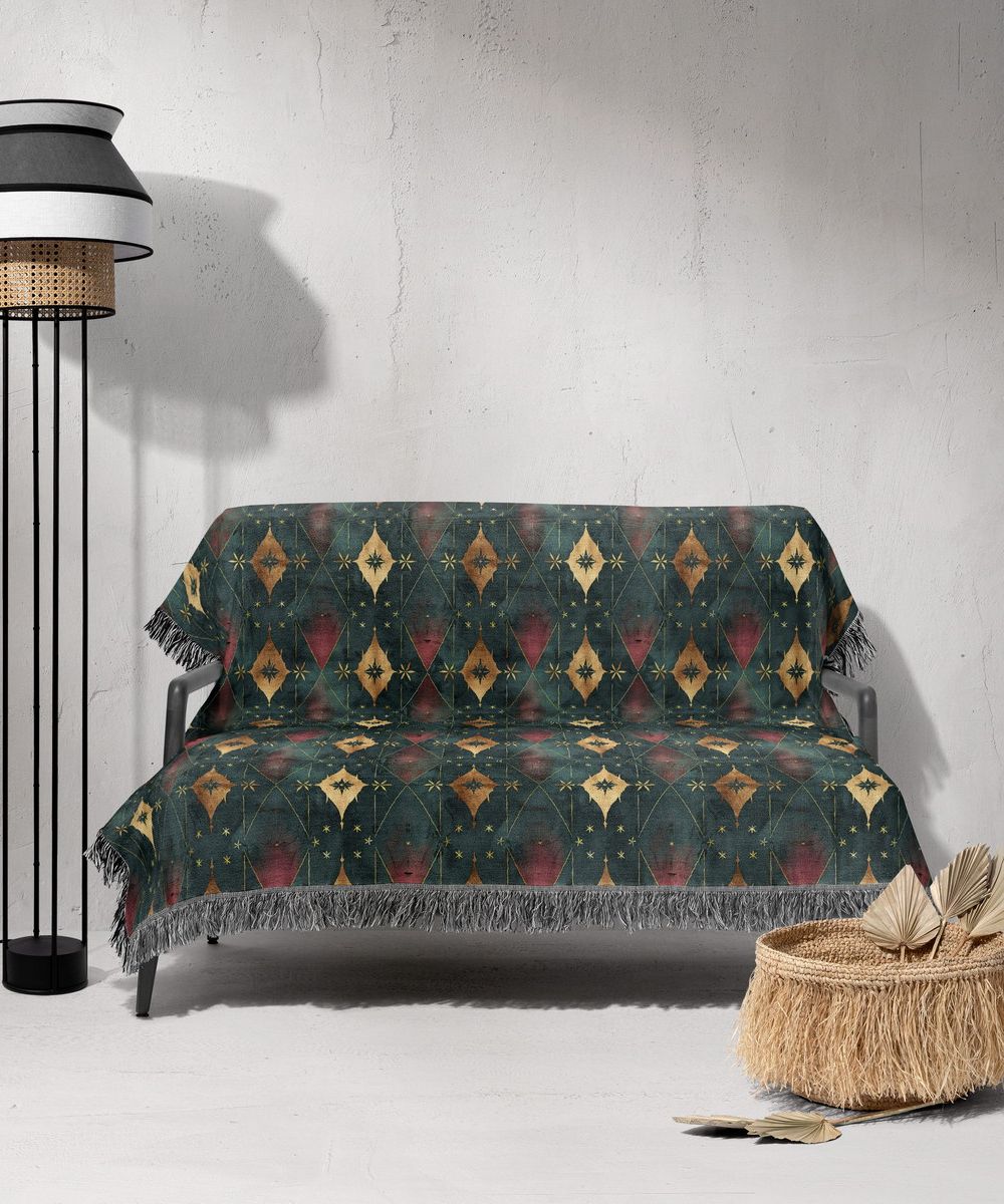 شال مبل ریش دار sofa shawl 187