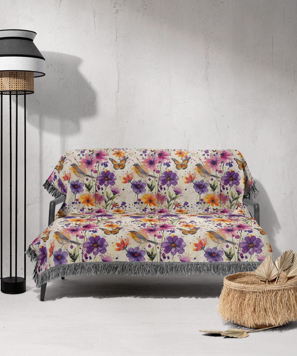 شال مبل ریش دار sofa shawl 196