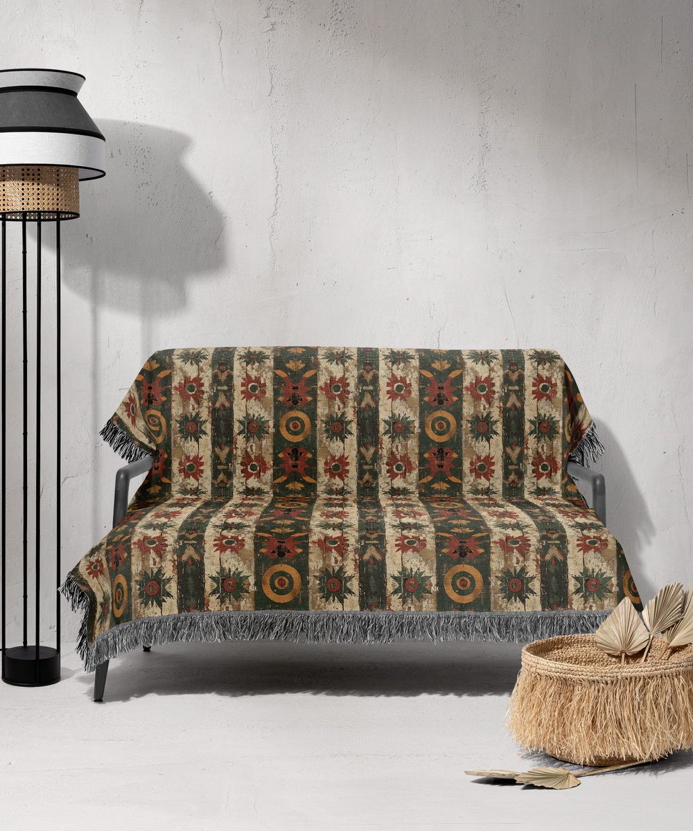 شال مبل ریش دار sofa shawl 206