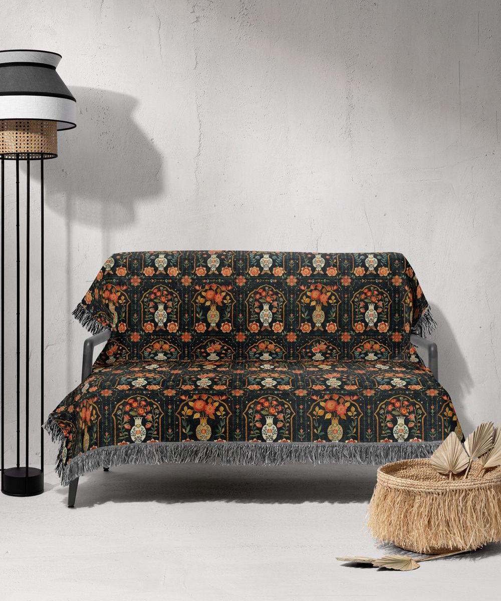 شال مبل ریش دار sofa shawl 209