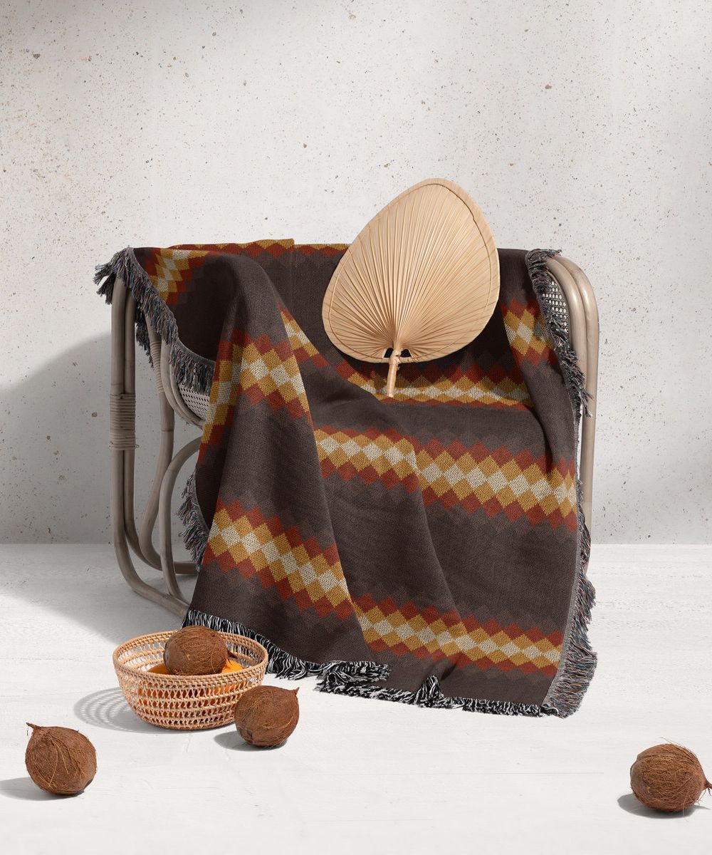 شال مبل ریش دار sofa shawl 253