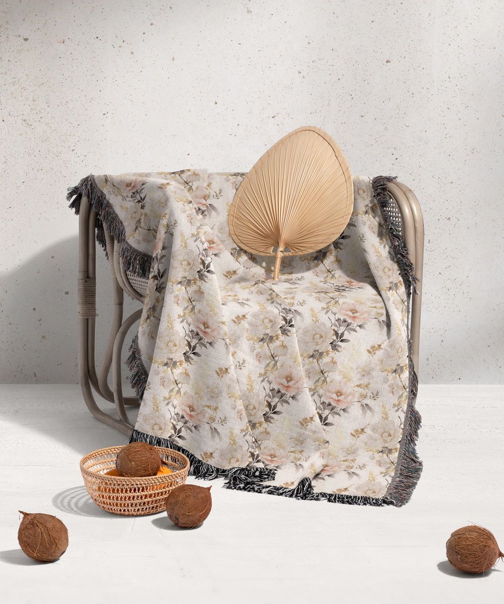 شال مبل ریش دار sofa shawl 254