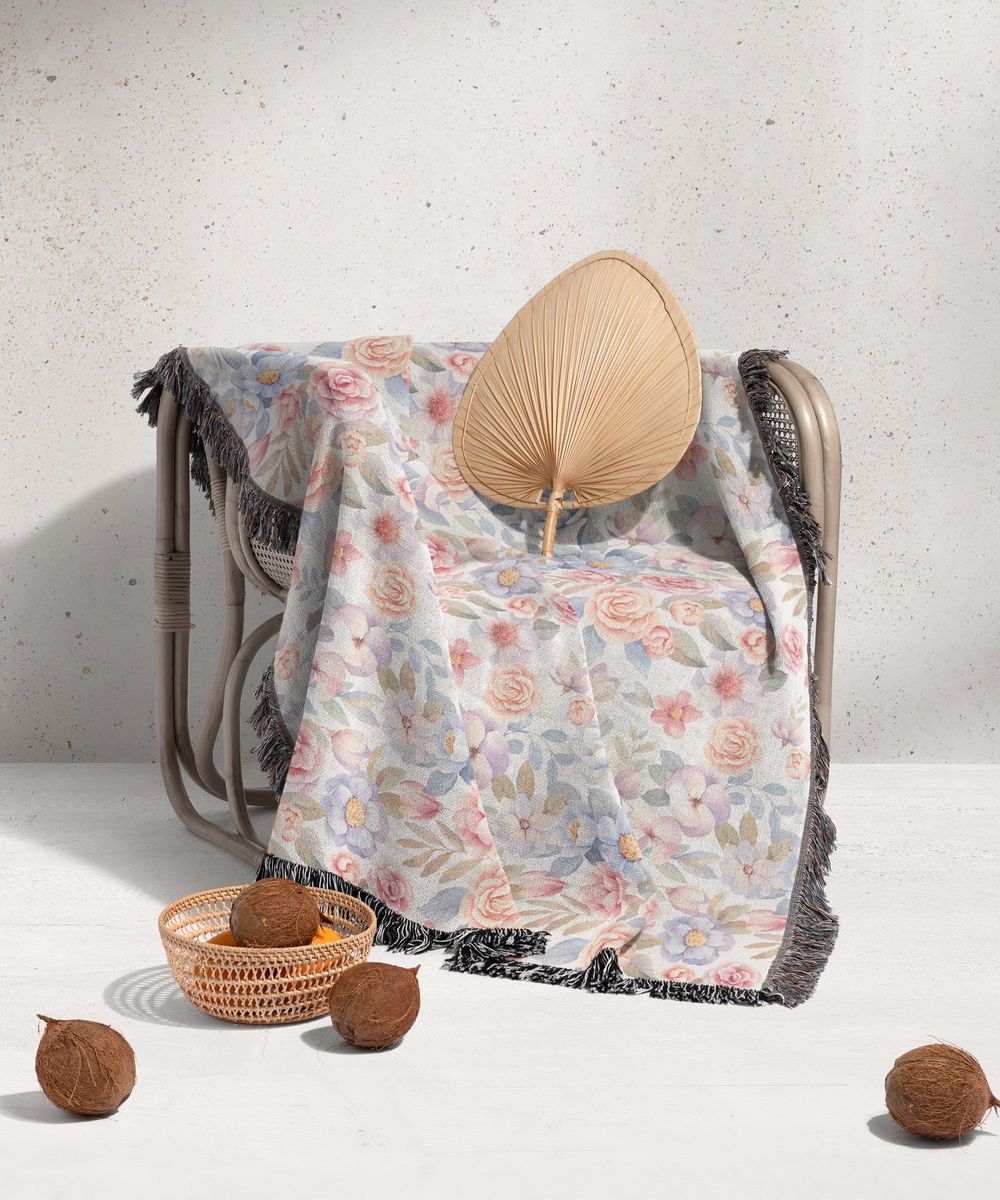 شال مبل ریش دار sofa shawl 267