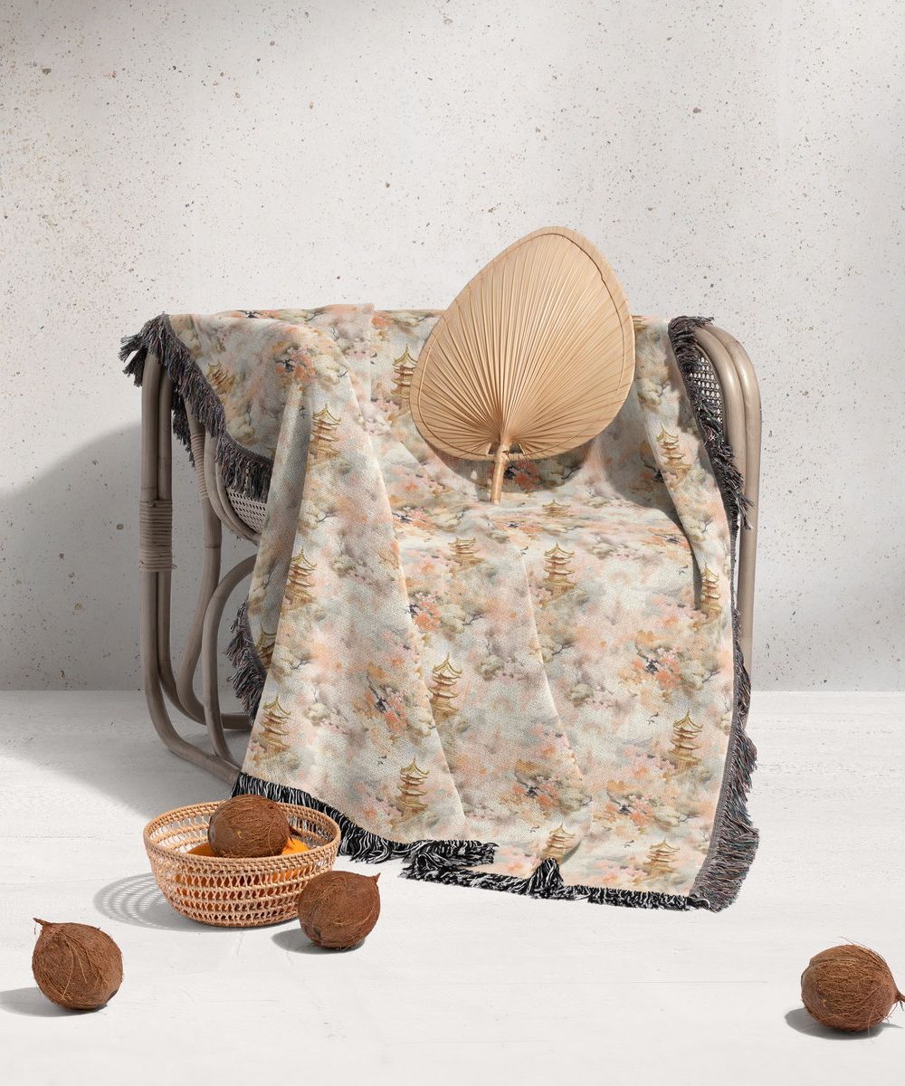 شال مبل ریش دار sofa shawl 317