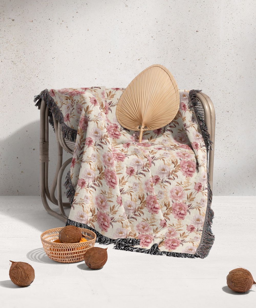 شال مبل ریش دار sofa shawl 318