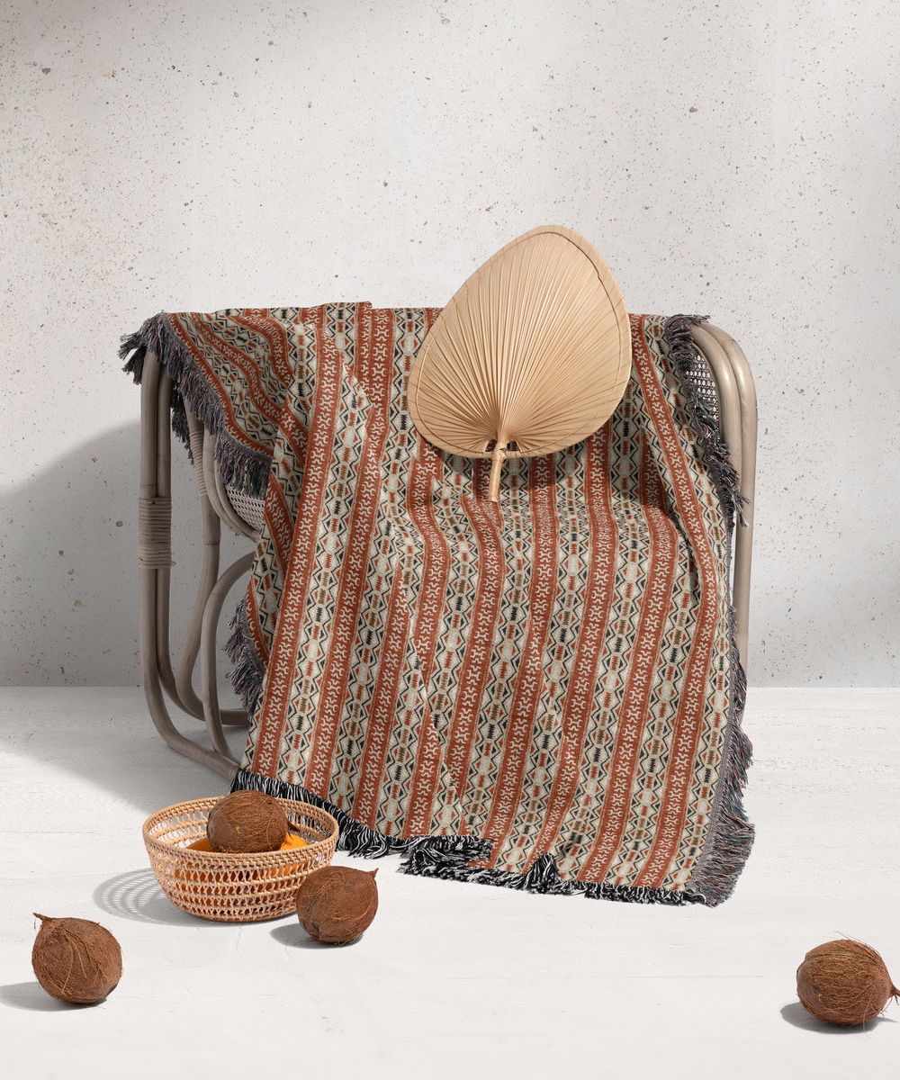 شال مبل ریش دار sofa shawl 336