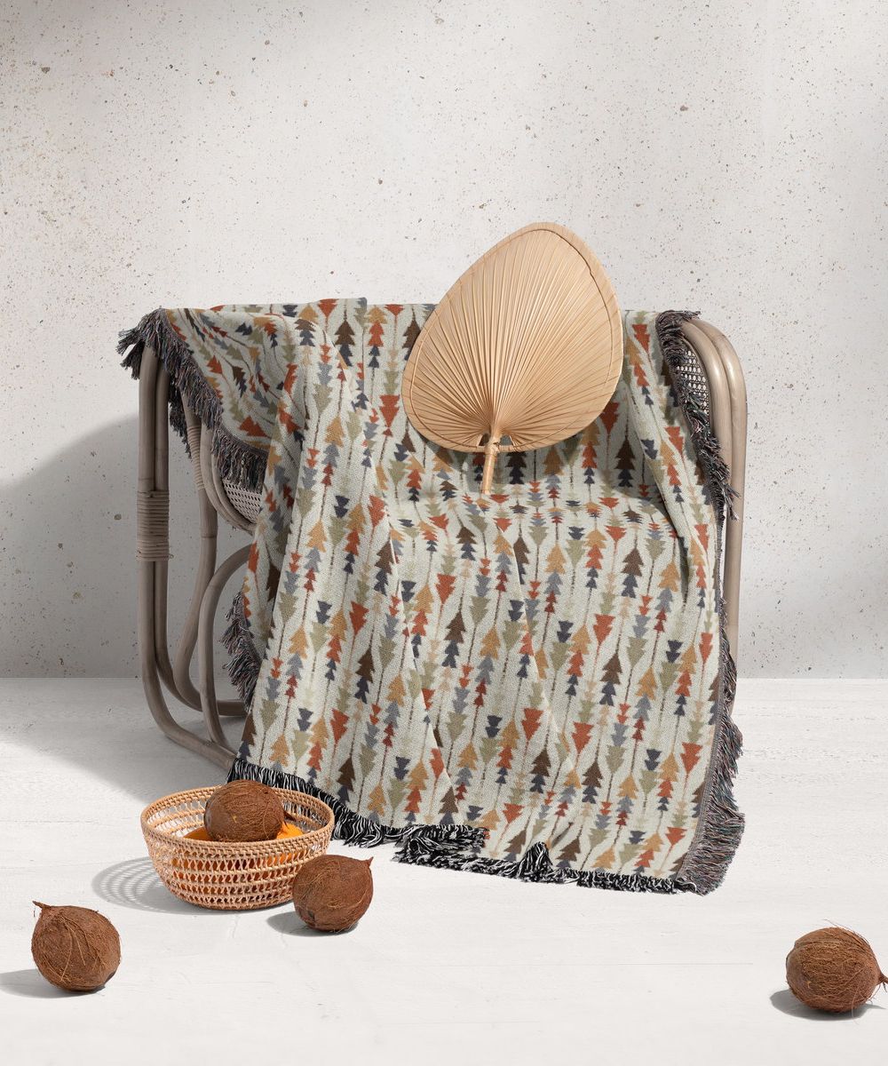 شال مبل ریش دار sofa shawl 345