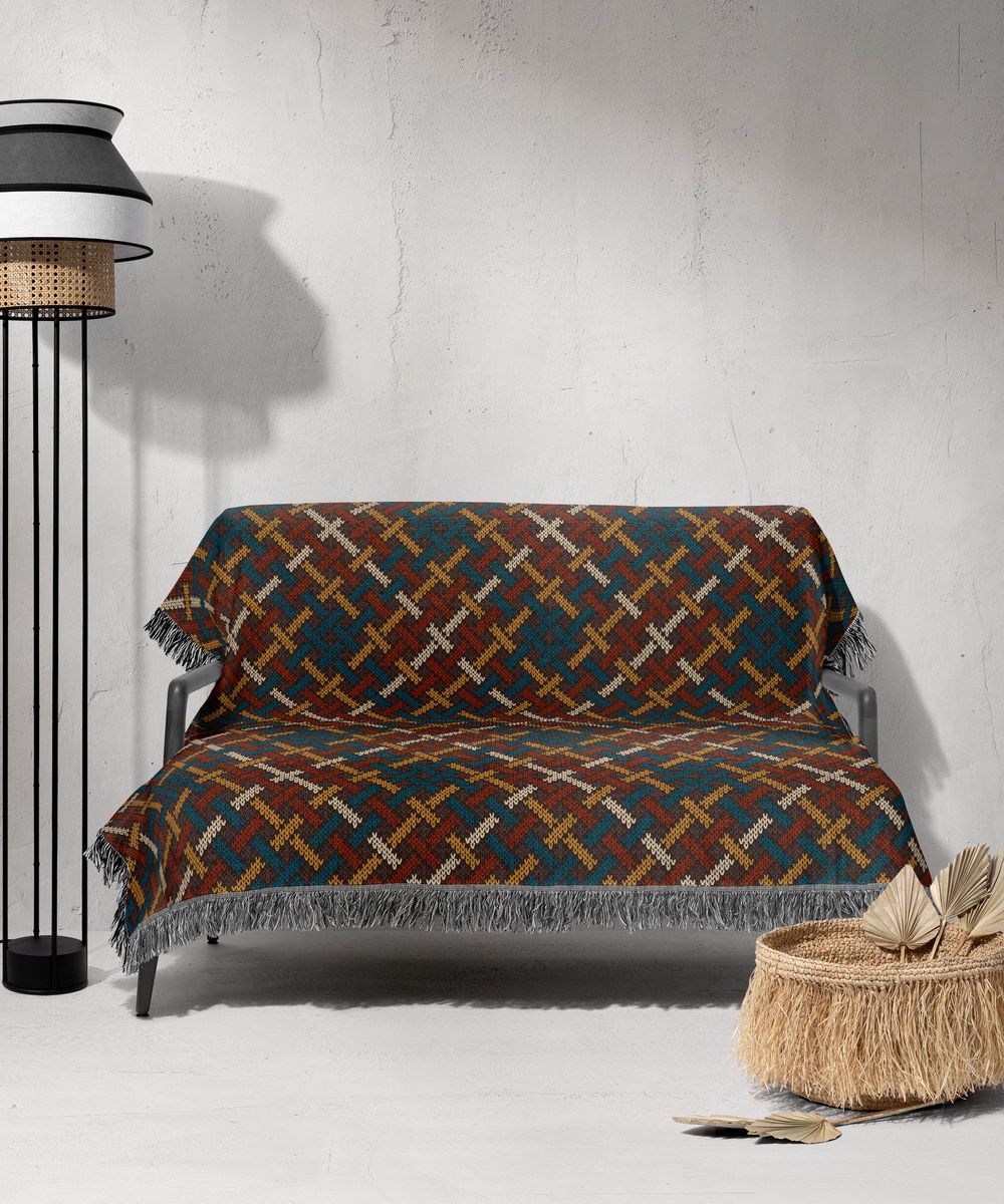 شال مبل ریش دار sofa shawl 349