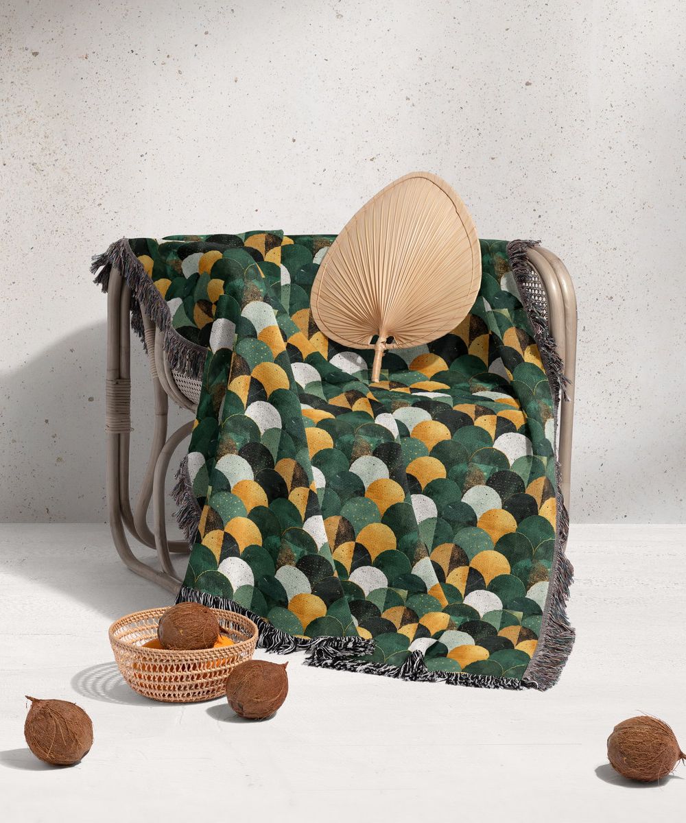 شال مبل ریش دار sofa shawl 368