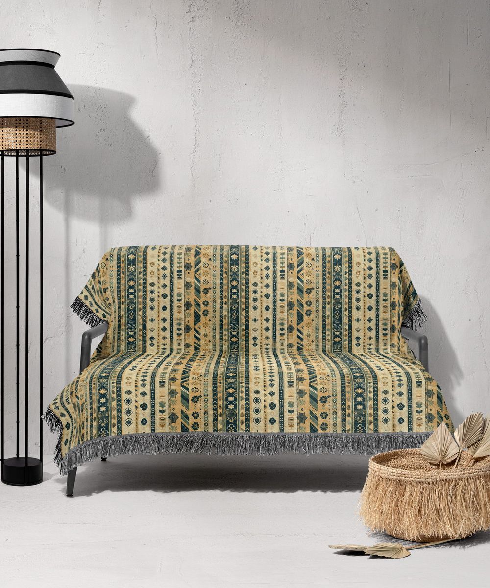شال مبل ریش دار sofa shawl 370