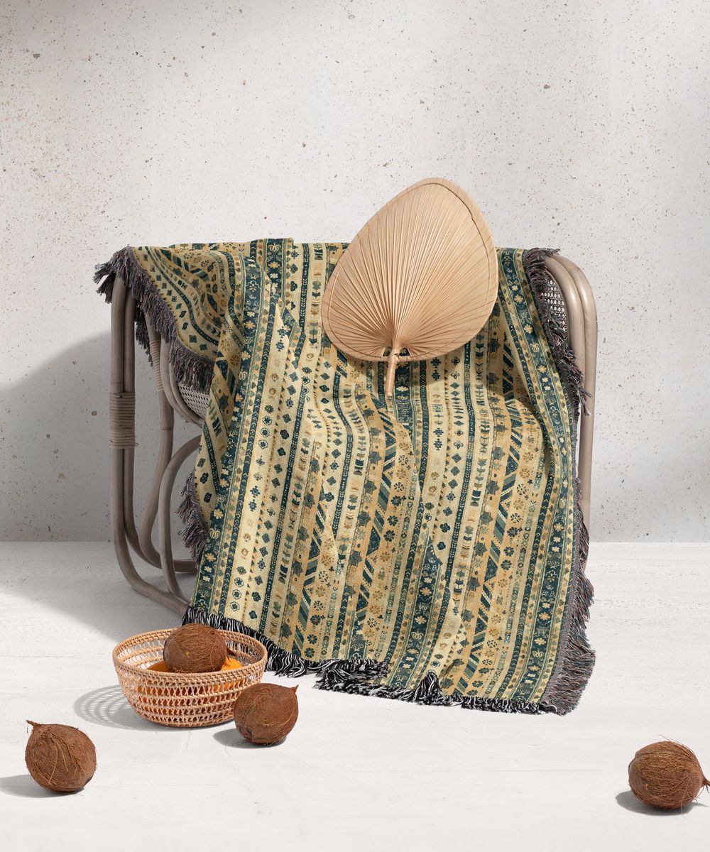 شال مبل ریش دار sofa shawl 370