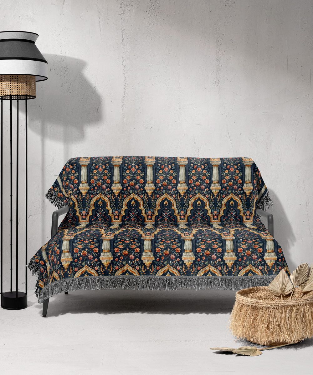 شال مبل ریش دار sofa shawl 372