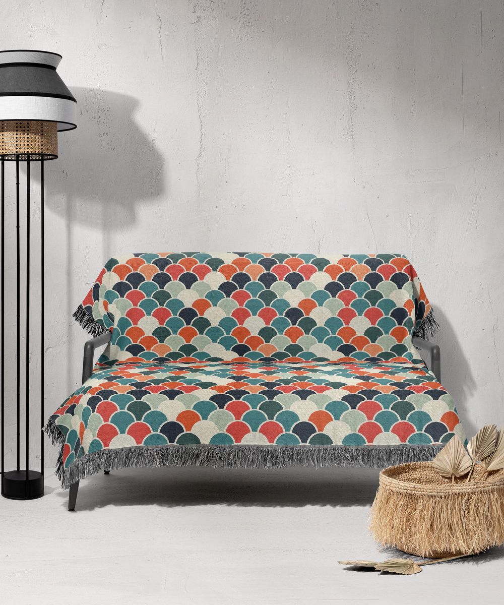 شال مبل ریش دار sofa shawl 374