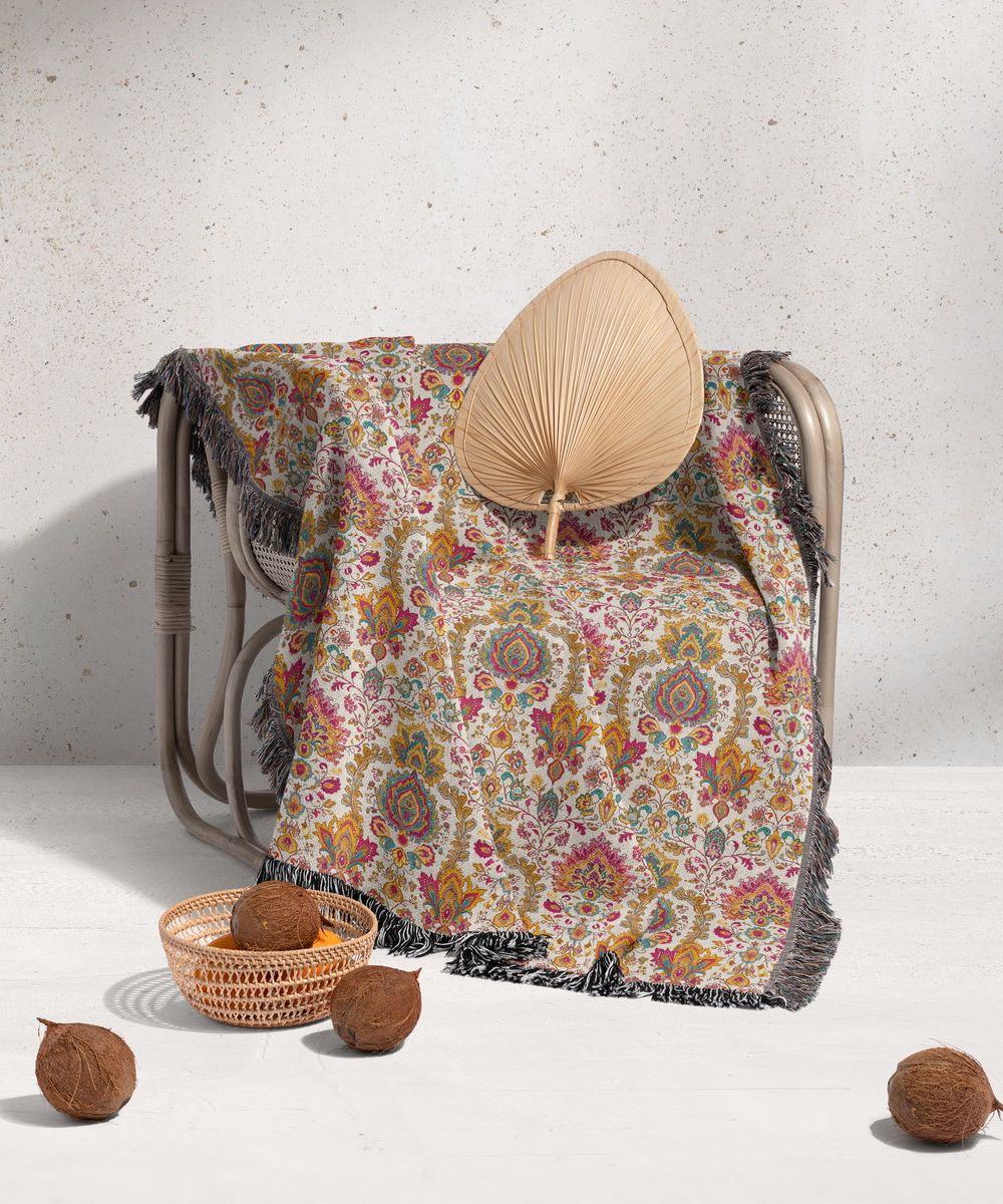 شال مبل ریش دار sofa shawl 375
