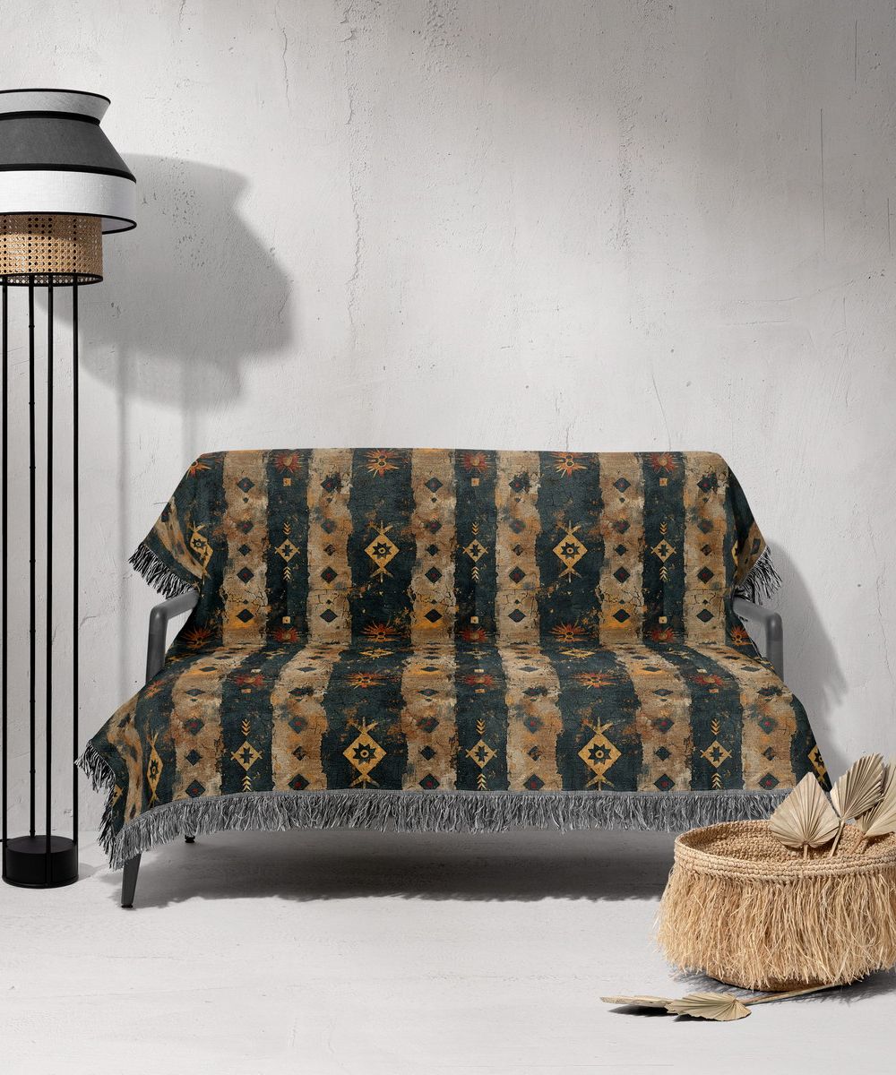 شال مبل ریش دار sofa shawl 377