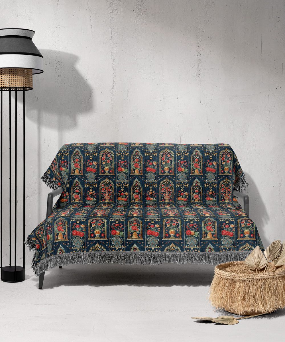 شال مبل ریش دار sofa shawl 380