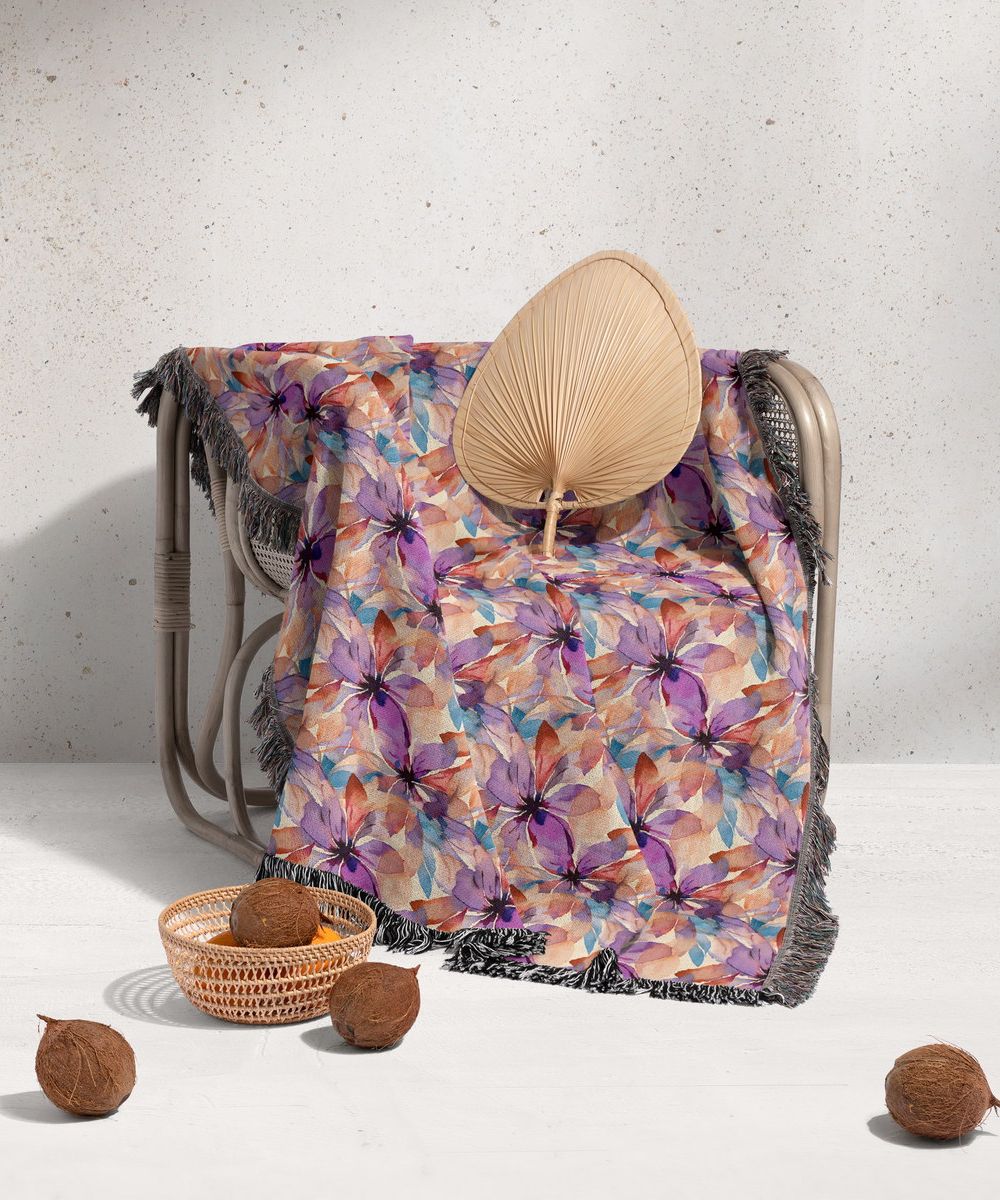 شال مبل ریش دار sofa shawl 384
