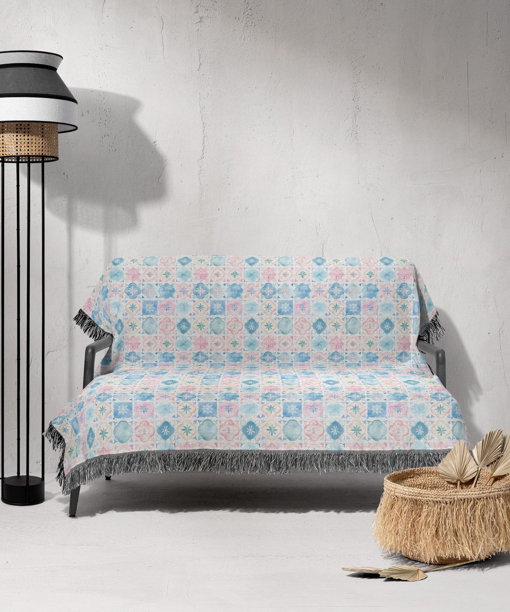 شال مبل ریش دار sofa shawl 391