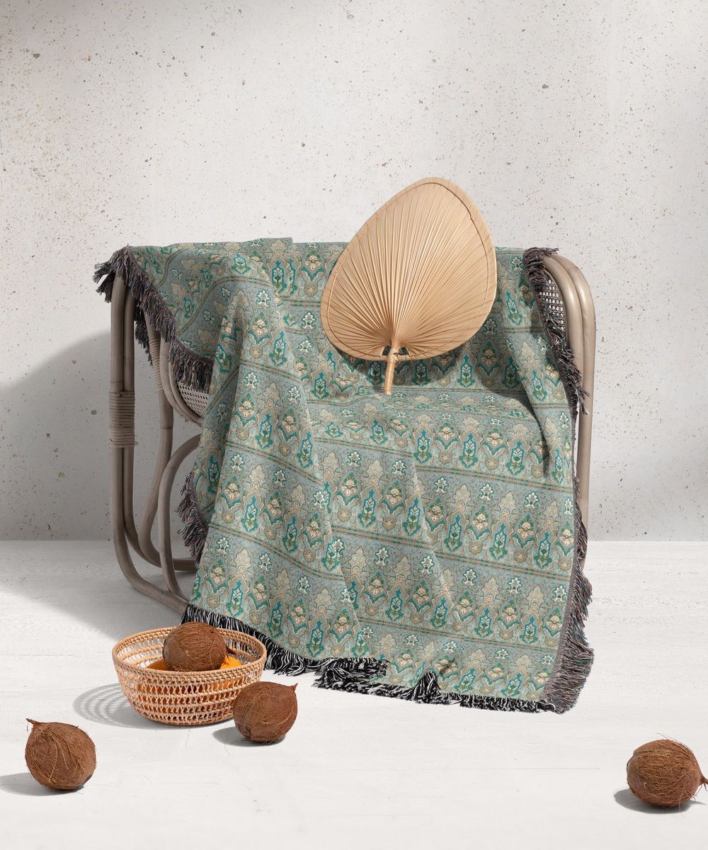شال مبل ریش دار sofa shawl 394