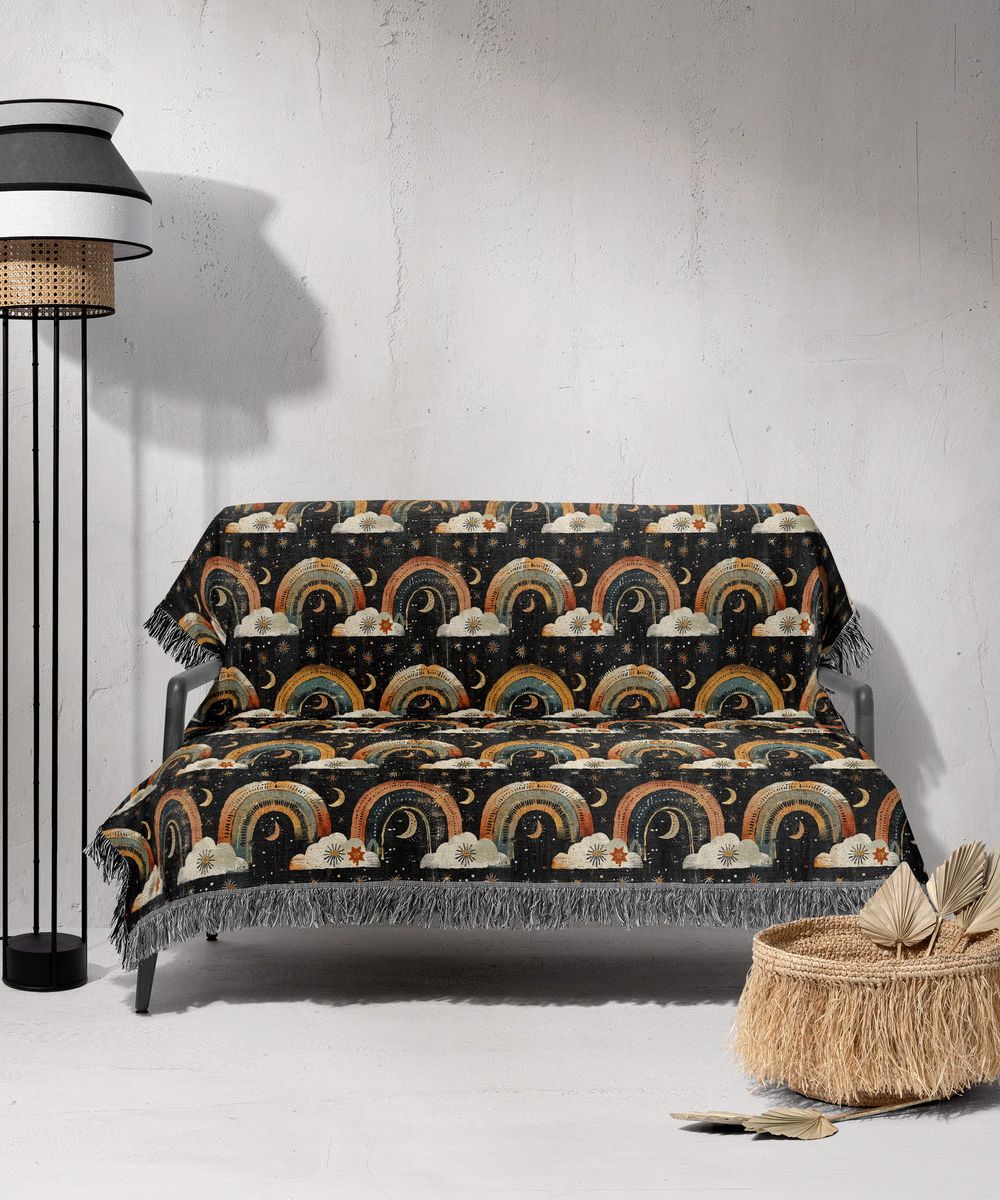 شال مبل ریش دار sofa shawl 398