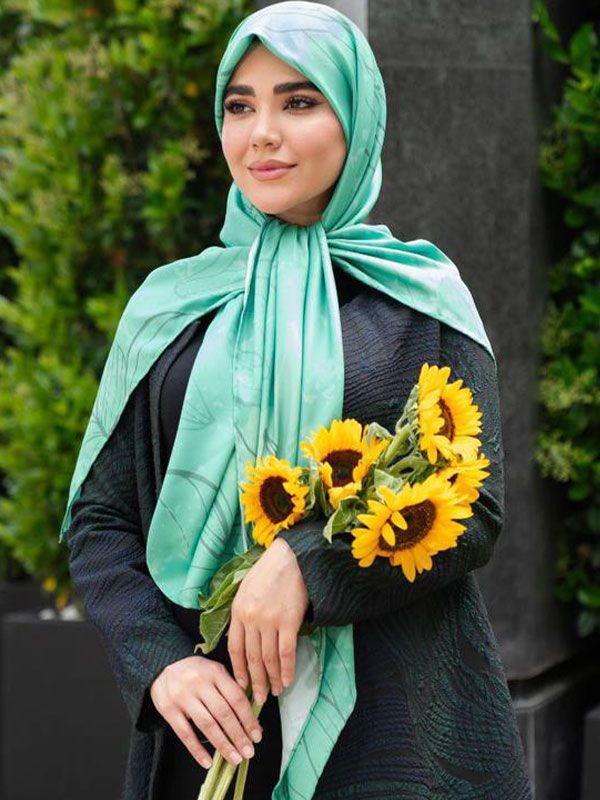 روسری نخ نیلوفر آبی - 