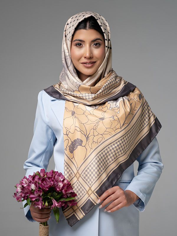 روسری ابریشم تلفیق برج میلاد و گنبد مینا -