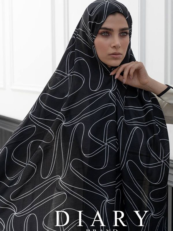 شال طرح بدون قاب مشکی -